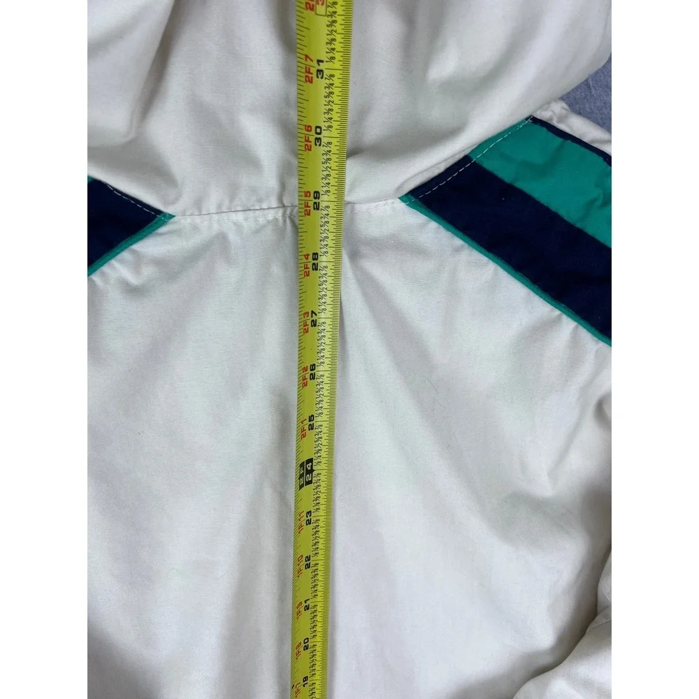 Vintage Woolrich Talon Zip Anorak Windbreaker Jacket White‎ Green Navy Stripe